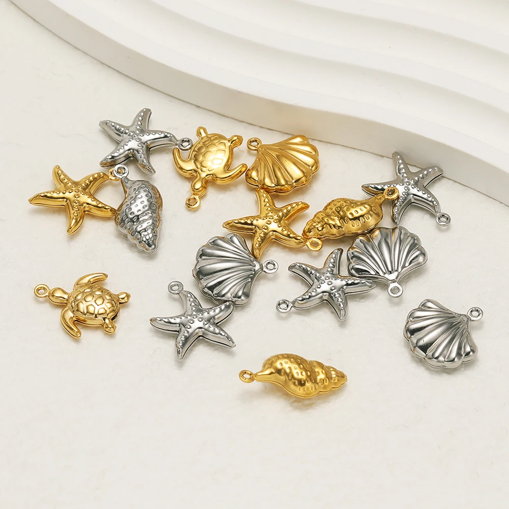 20 Stück Edelstahl-Hohlschalen-Anhänger in Muschel- und Schildkrötenform für DIY-Schmuck, Armbänder, Halsketten und Ohrringe – Detail 5
