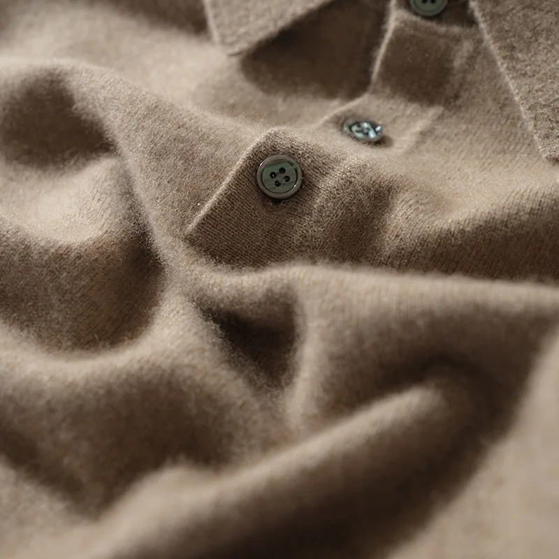 100% pure cashmere men's pullover high-quality knitted Pull sweater POLO Neck Jumper luxury Tops basic warm street wear