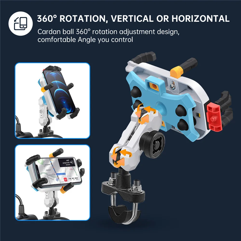 1ชุดตัวยึดคลิปหนีบแฮนด์รถมอเตอร์ไซด์, ที่ dudukan ponsel sepeda รถจักรยานยนต์ที่รองรับการนำทางสำหรับจักรยาน Moto ทั่วไป