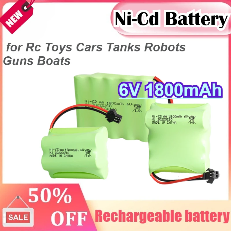 

6V 1800mAh Rechargeable Battery Ni-Cd Battery Pack for Rc Toys Cars Tanks Robots Guns Boats