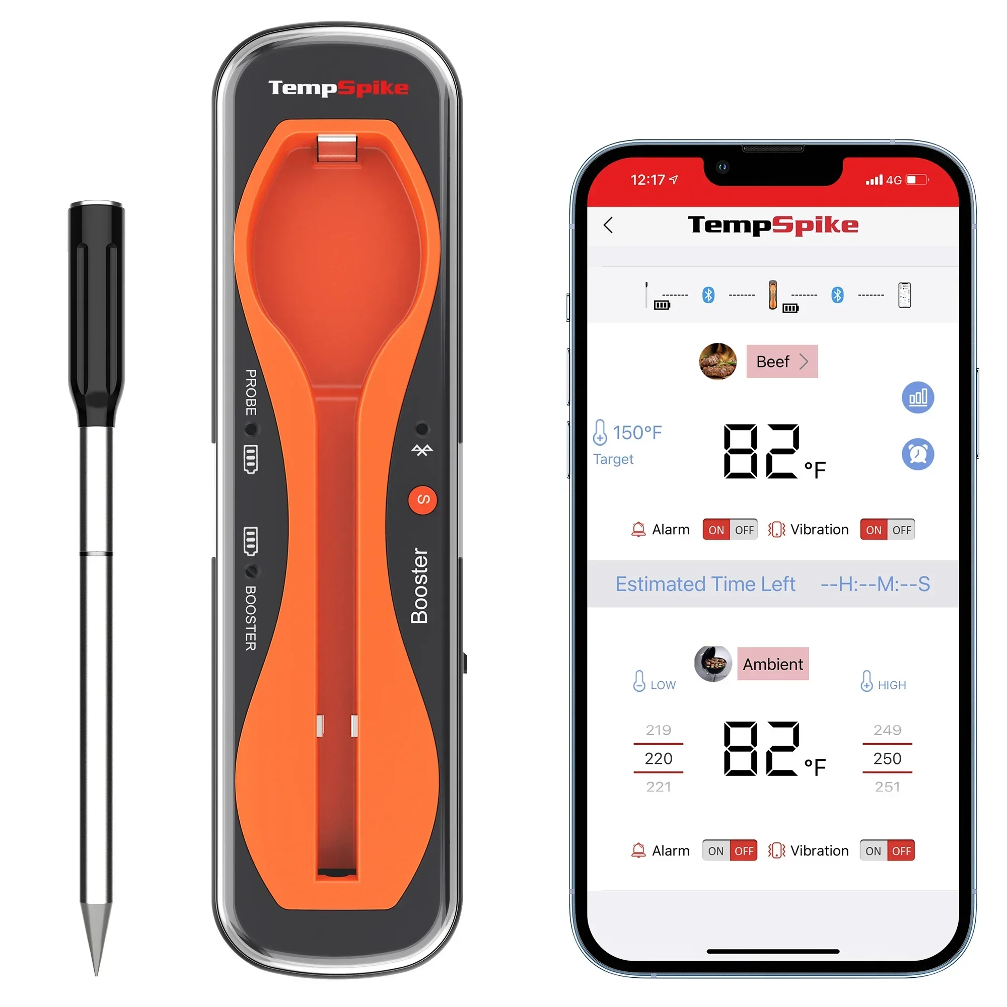 ThermoPro TempSpike 500FT Echt draadloze vleesthermometer, BT-vleesthermometer voor grillen en roken