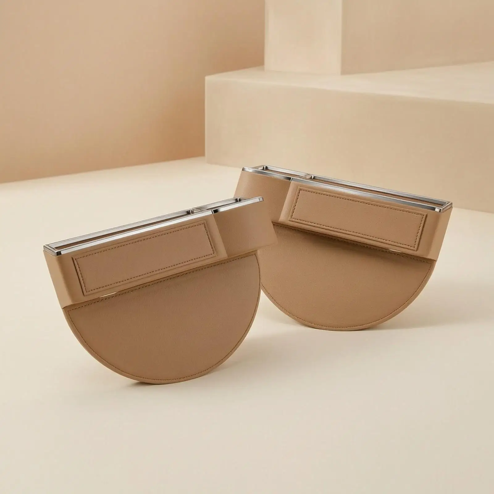 Napa Leather Car Seat Gap Storage Caddy 2 Pack with Curved Fit and Cup Holder for Family Vehicle Use
