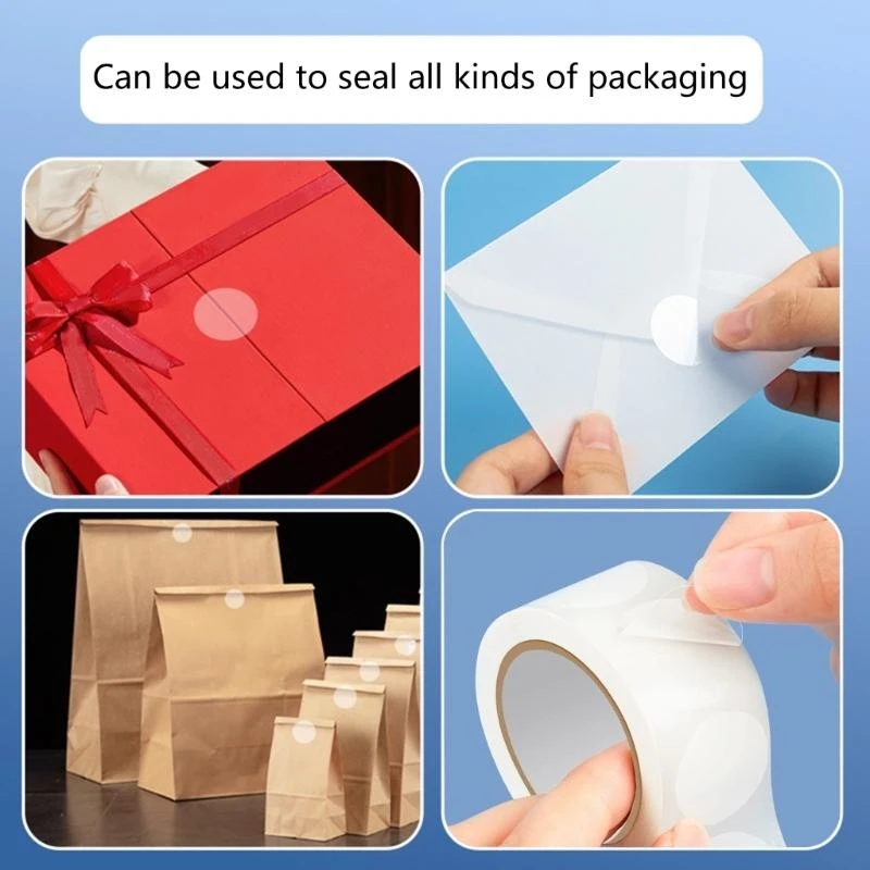  500Counts Round Sealing Sticker Clear PVC Seal Sticker Adhesive Wrapping Labels for Envelopes Mailing Packaging