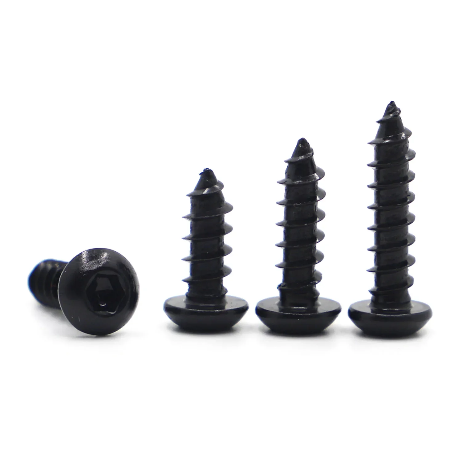 10-50pcs Black Grade 8.8 Carbon Steel Pan Round Head Hexagon Socket Self Tapping Screws M2 M2.5 M3 M4 M5 M6