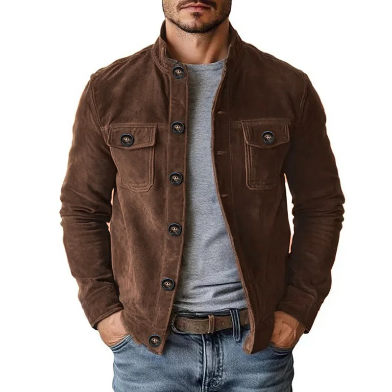 2026 Spring Autumn New Men's Suede Jacket Classic American Retro Baseball Jackets Man New Casual Versatile Zip Up Cardigan Coat