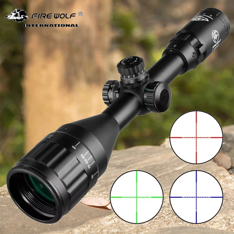 High-quality FIRE WOLF 3-9X50 green, blue, and red dot illuminated crosshair outdoor optical telescope view 2