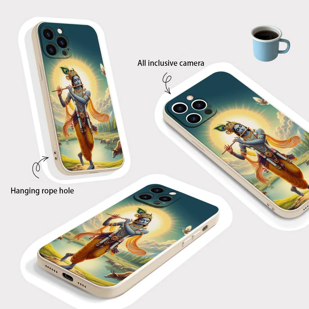 Epc Vishnu Hare Krishna جراب هاتف سيليكون ناعم لهاتف آيفون 16 15 14 13 12 11 Plus Pro Max Plus