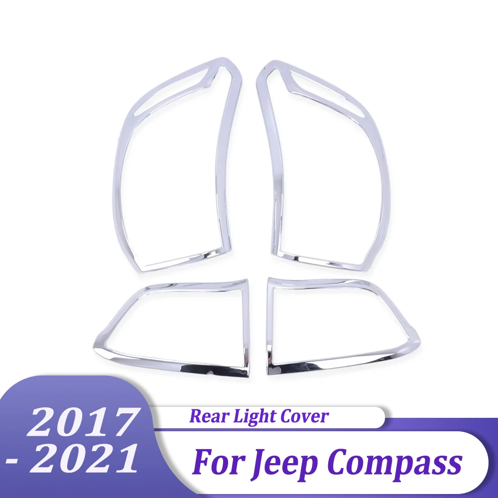 Chrome Taillight Frame  Rear Light Lamp Cover Sticker Decoration Trim Exterior Accessories For Jeep Compass 2017 2018 2019-2021