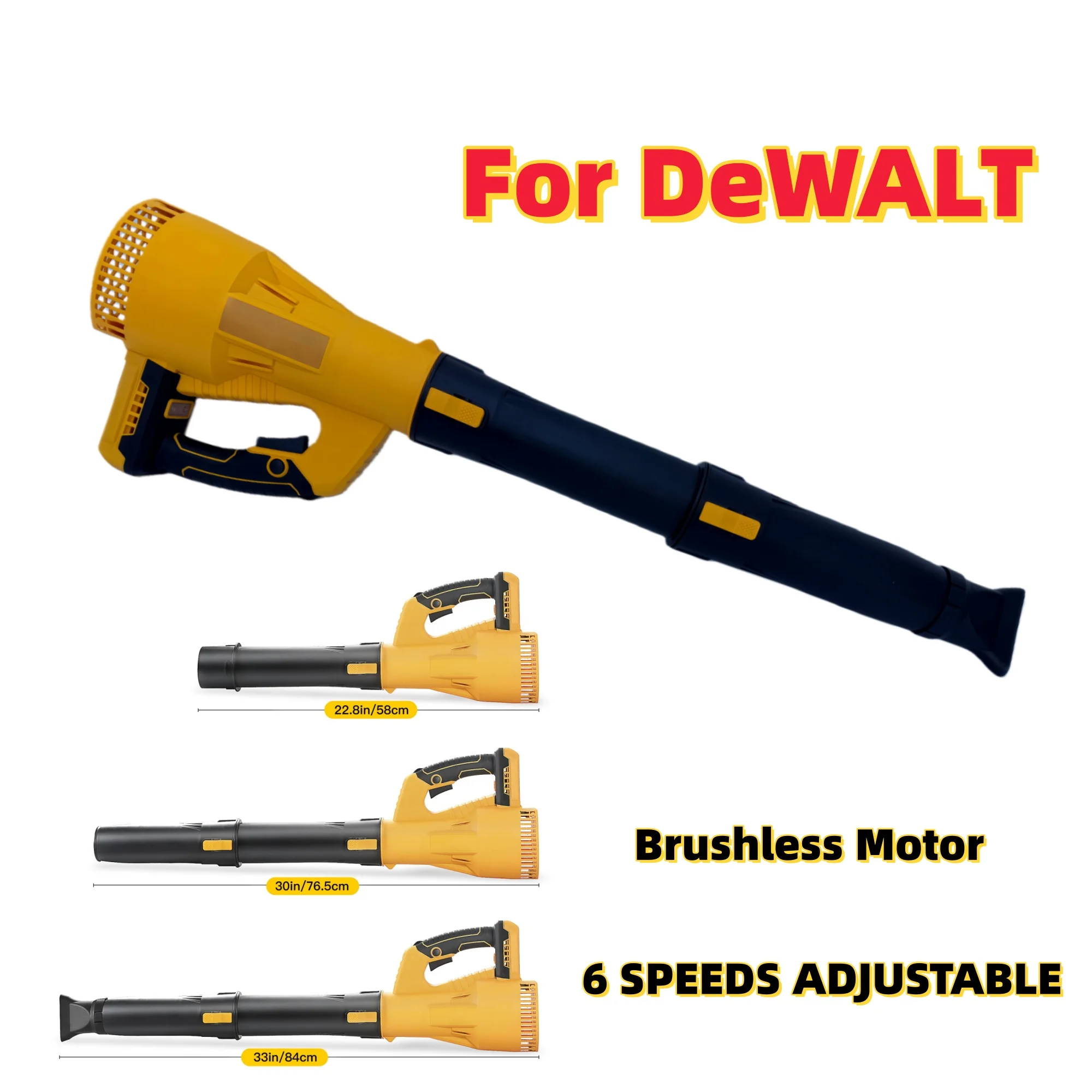 6 Variable Speed Cordless Leaf Blower - Brushless Handheld Electric Blower Fits DeWalt 20V Max Battery for Patio & Garden