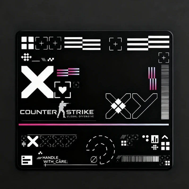 Lockless Edge Glass Mouse Pad Simplified English Symbols Professional Esports Games Mouse Pad PC Mouse Pad For Home Work
