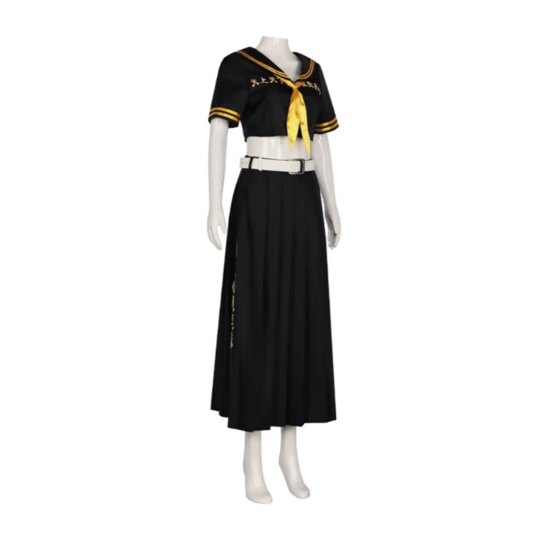 Anime Tokyo Revengers Mikey Manjiro Sano Cosplay Costume Black Sexy Top Skirt JK Uniform Women Sailor Dress Halloween Party Suit view 4