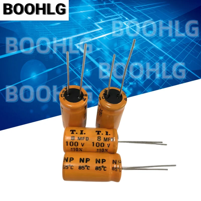 10PCS 8uf audio frequency division NP non-polar electrolytic capacitor 100V 8uf 13X25mm