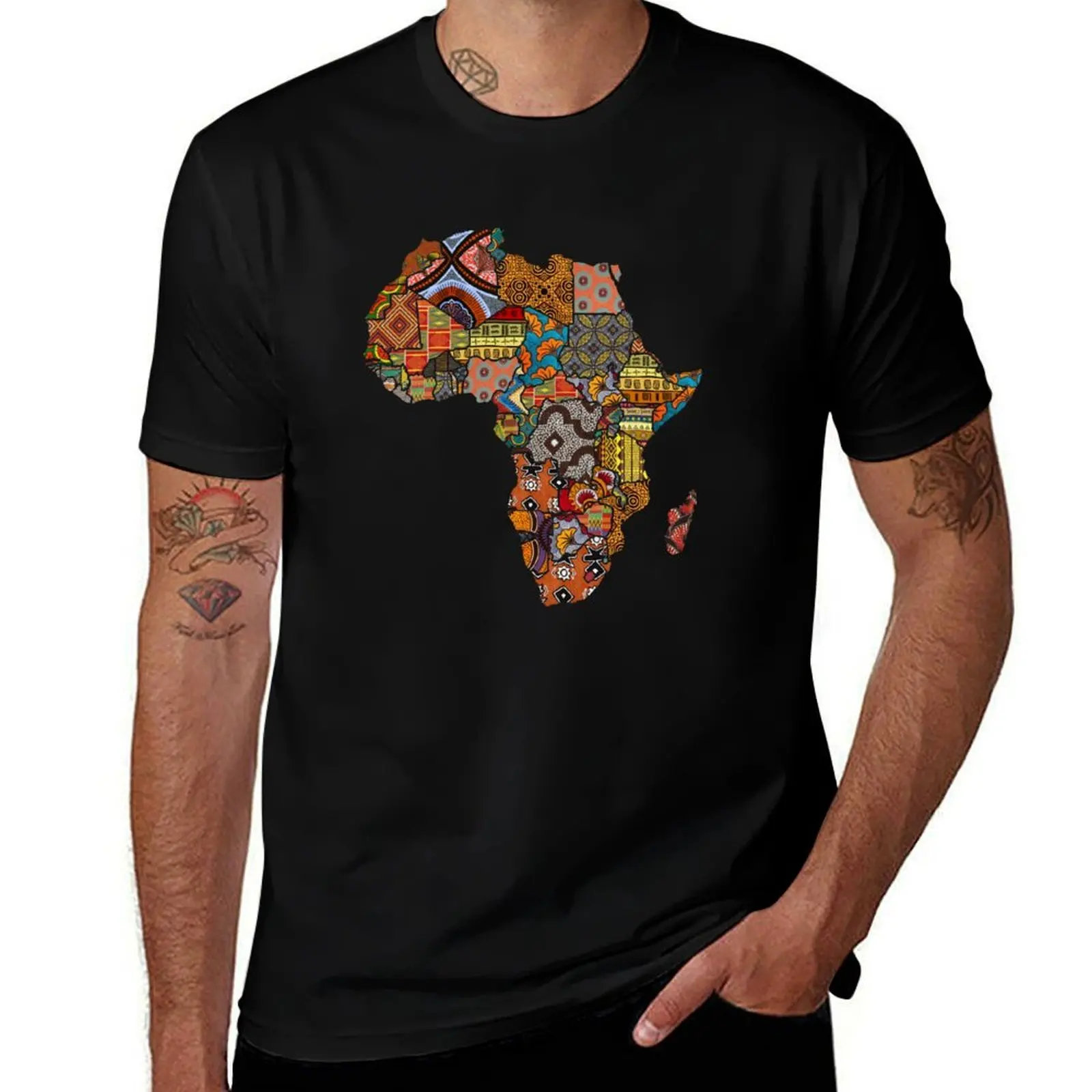 

African Fabric Map T-Shirt t shirt men 100% cotton luxury brand man t shirt summer T-Shirt