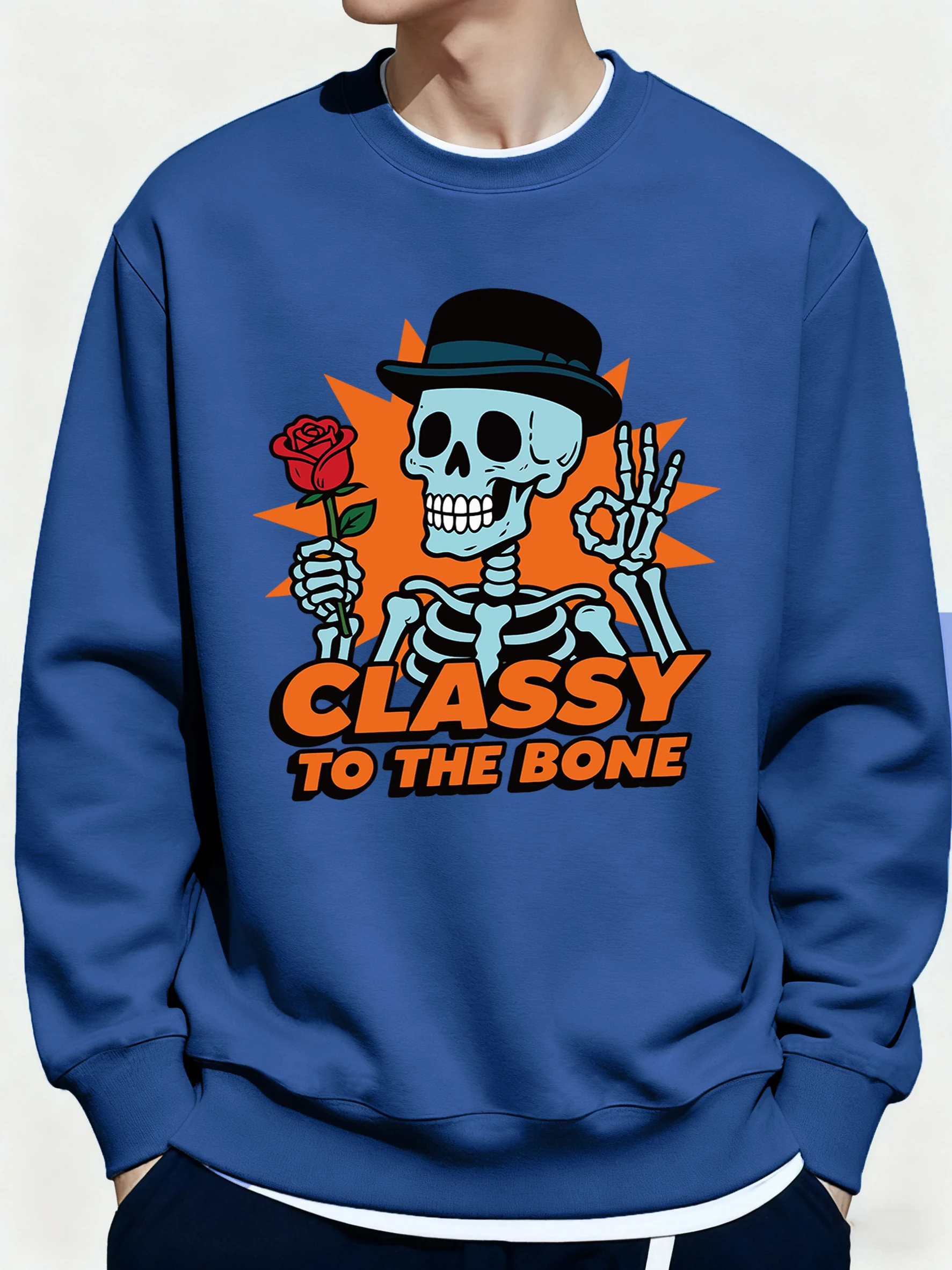 

Стильные повседневные мужские толстовки с принтом скелета To The Bone, осенние офисные топы, классические повседневные пуловеры, модная толстовка с круглым вырезом