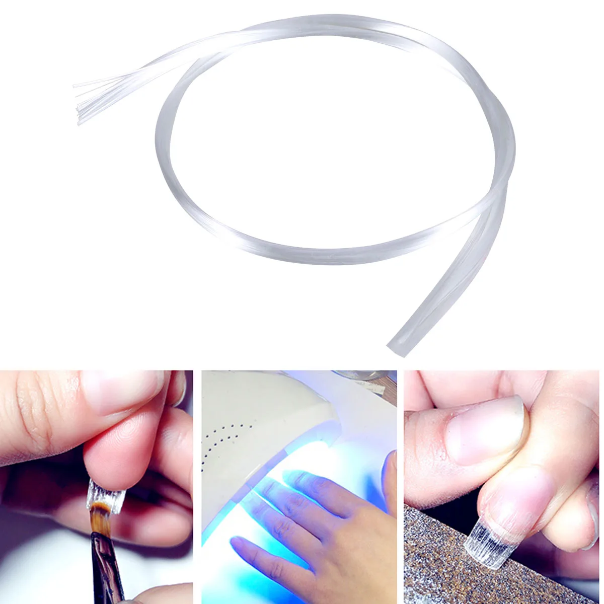 1 ชิ้น 50 ซม. ใยแก้วสีขาวสำหรับต่อเล็บ วัสดุคุณภาพพรีเมียม สำหรับมืออาชีพและใช้ในบ้าน เล็บสวยงาม ใยแก้วสำหรับทำเล็บ