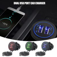 Dual USB Socket Car Charger Quick Charge 12V To 5V 12-24V Charger For IPhone 15 14 Pro For Motorcycle Truck Boat L6D5