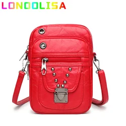 Cell Phone Shoulder Bags for Women 2024 Small Leather Purses Vintage Crossbody Bag for Girls Messenger Bags Rivet Mini Handbags