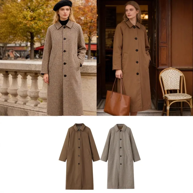 New Cross-border Supply European American Style Women's Clothing, Fashionable, Elegant Stylish, Lapel Two-sided Windbreaker Coat