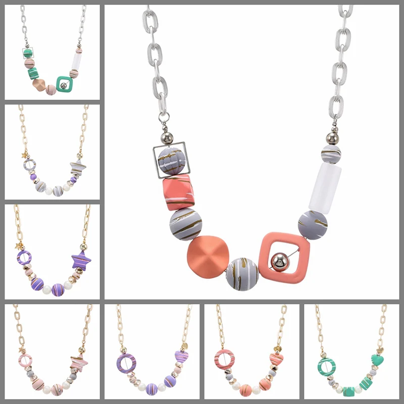 Match-Right Candy Color Statement Necklace & Pendant for Women Refined Stylish Mujer Gift Trendy Jewelry Acrylic Beads Necklace