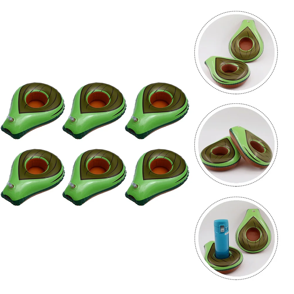

6pcs Inflatable Avocado Cup Holders Pvc Lightweight Floating Drink Holders Pool Beach Party Favors Green