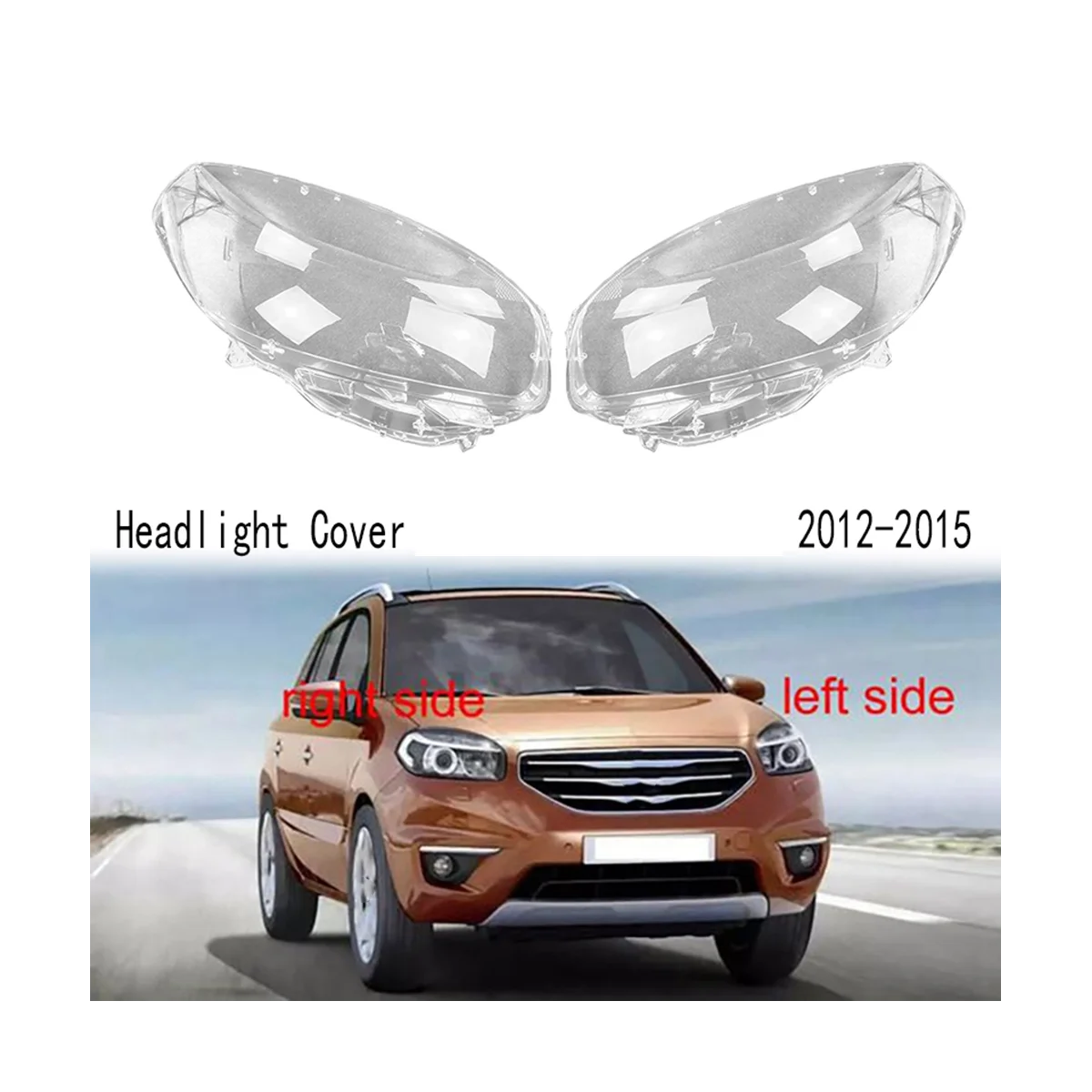 

Right Headlight Shell Lamp Shade Transparent Lens Cover Headlight Cover for Renault Koleos 2012-2015