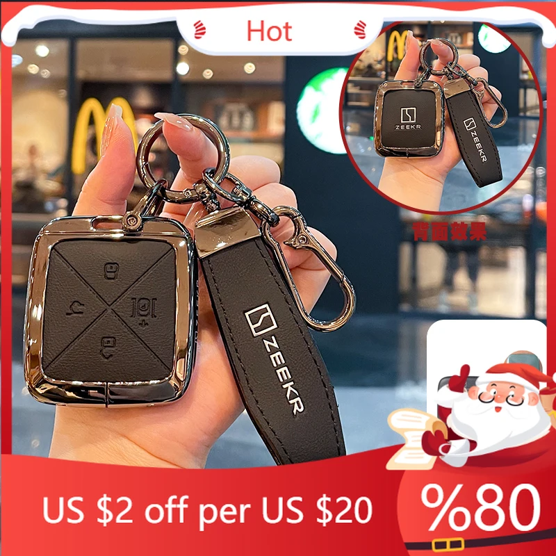 

Горячий автомобильный пульт дистанционного управления из цинкового сплава, кожаный чехол для ключей, держатель-цепочка для ZEEKR 001 009 X 007 7X, внутренние наклейки Acce, внутренние наклейки