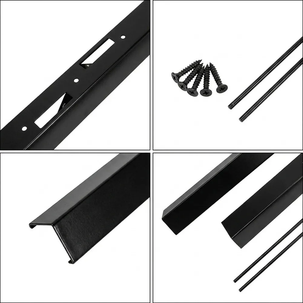Carbon Steel Adjustable Fireplace Curtain Rod Set For For for Fireplace Decor with Brackets Hood Center Carbon