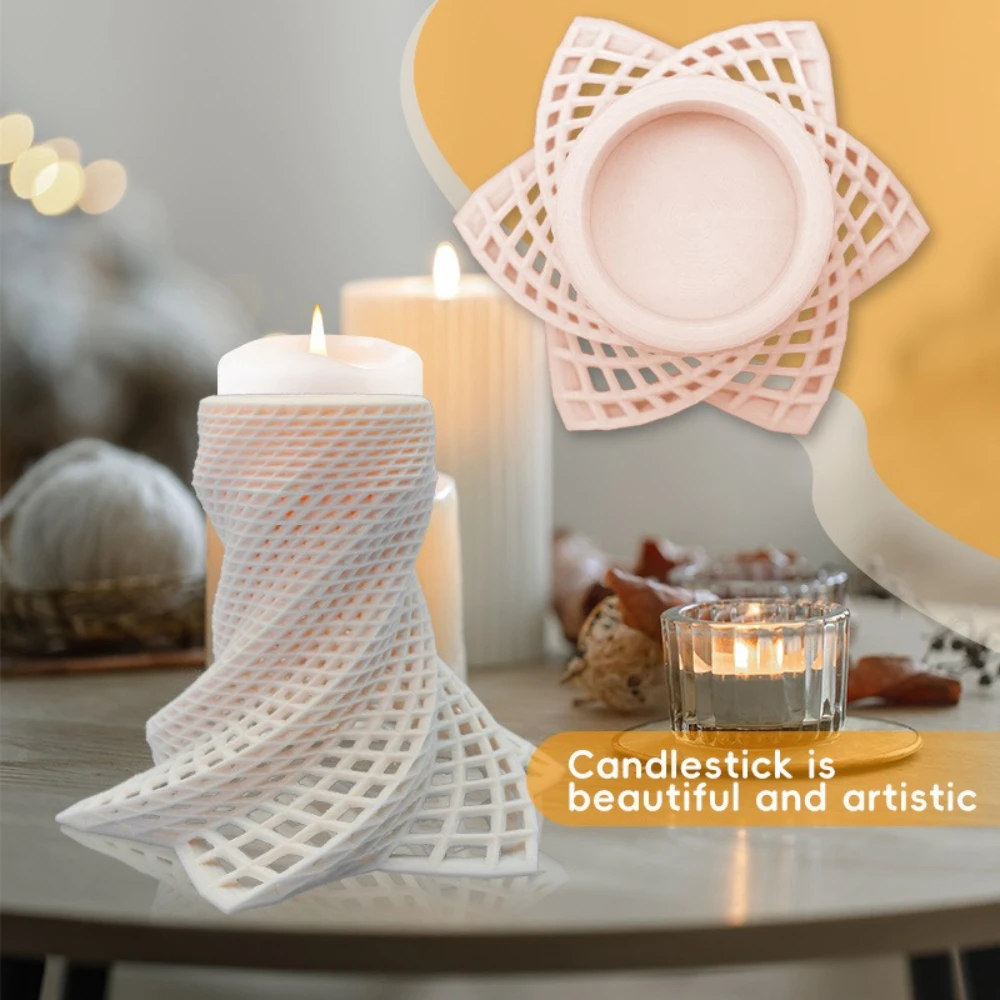 

Creative Twisted Candlestick Holders Bedroom Warm Night Light Twisted Candle Cup Plastic Mold Candle Holders Home Decoration