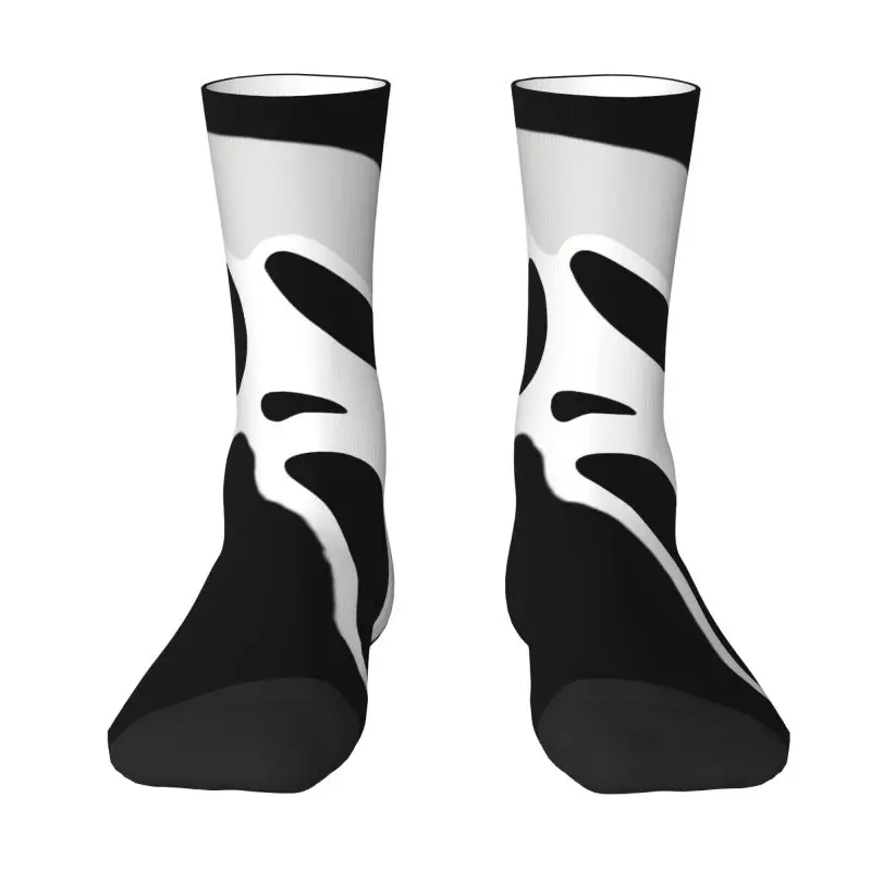 

Funny Mens Ghostface Scream Dress Socks Unisex Breathbale Warm 3D Printing Halloween Horror Film Crew Socks