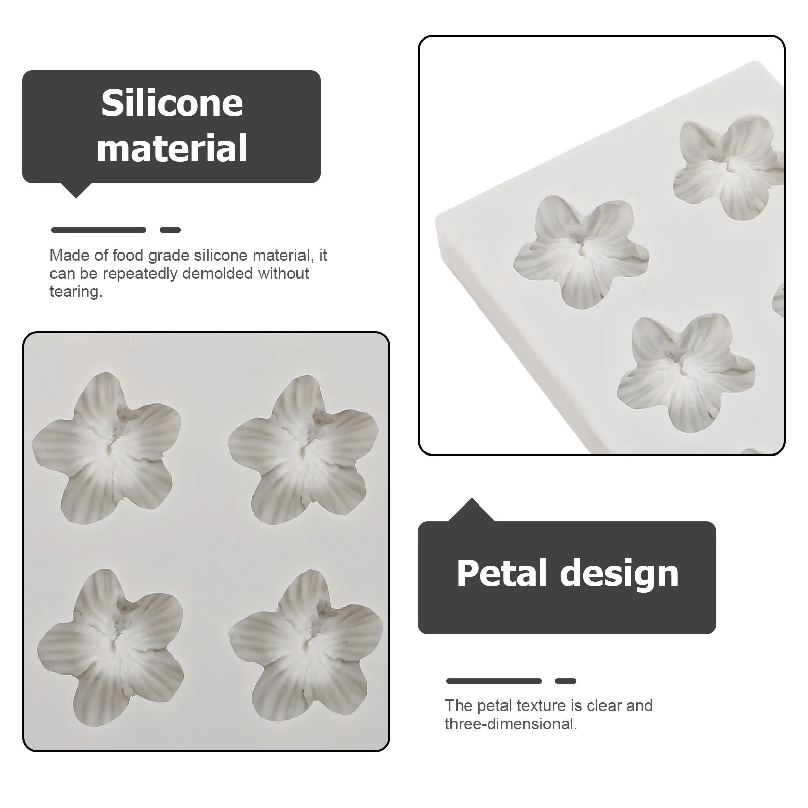 2Pcs Hibiscus Silicone Flower Mold Food Safe Flexible for Cake Cupcake Candy Chocolate Fondant Clay Craft Hibiscus Fondant Mold view 6