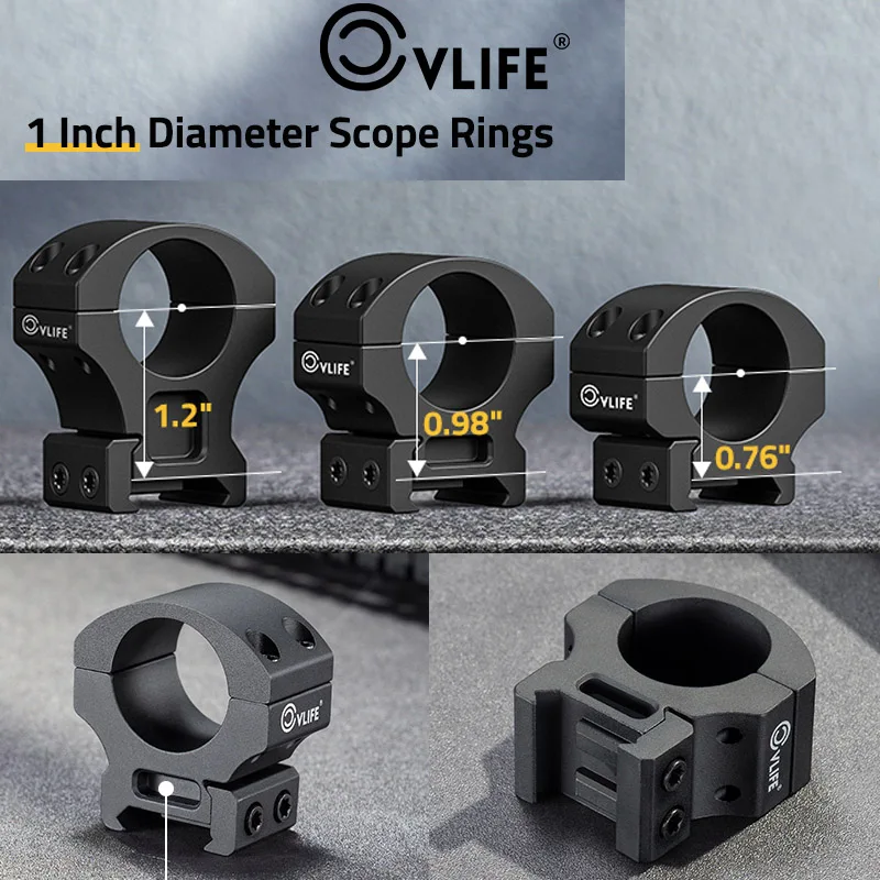 CVLIFE 1 Inch Precision Scope Rings 2 Pieces Scope Mount with Installation Wrench for Picatinny Rails 0.76/0.98/1.2