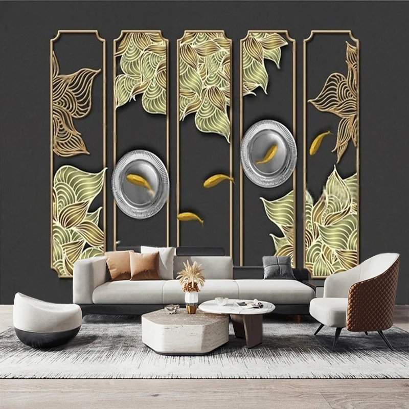 New Chinese-Style Minimalist Pattern Ironwork Decorative Screen TV Poster Luxurious Home Decoration Wall Sticker Pattern