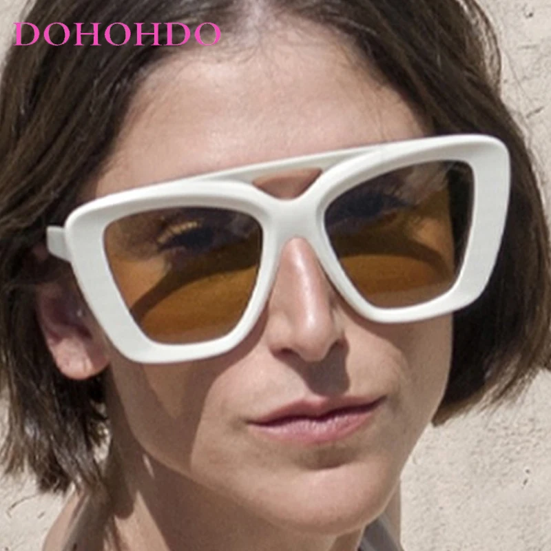 

Retro Cat Eye Oversized Square Pilot Double Bridge Women's Sunglasses Luxury Brand Men Outdoor Drive Sunglass Punk Eyewear UV400