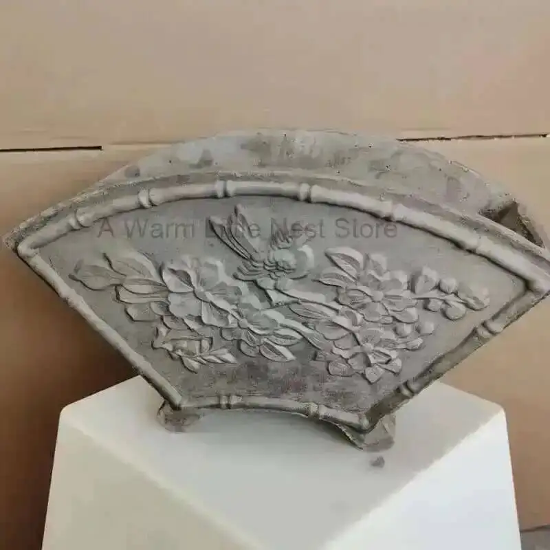 Cement Fan-shaped Flower Pot Mold Plastic Ornament Flower Pot Outdoor Garden Bonsai Creative DIY European Concrete Mold