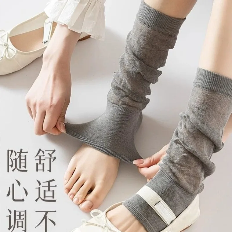 Women\'s Leg Warmers Thin Spring Summer New Girls Stockings Long Modern Solid Color Woman Socks Japanese Fashion Knee High Socks