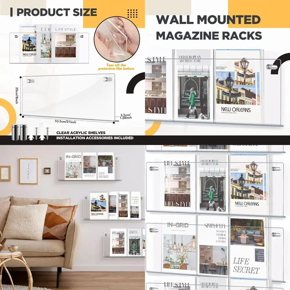 

21 настенная прозрачная акриловая журнальная полка для дома, офиса и комнат ожидания