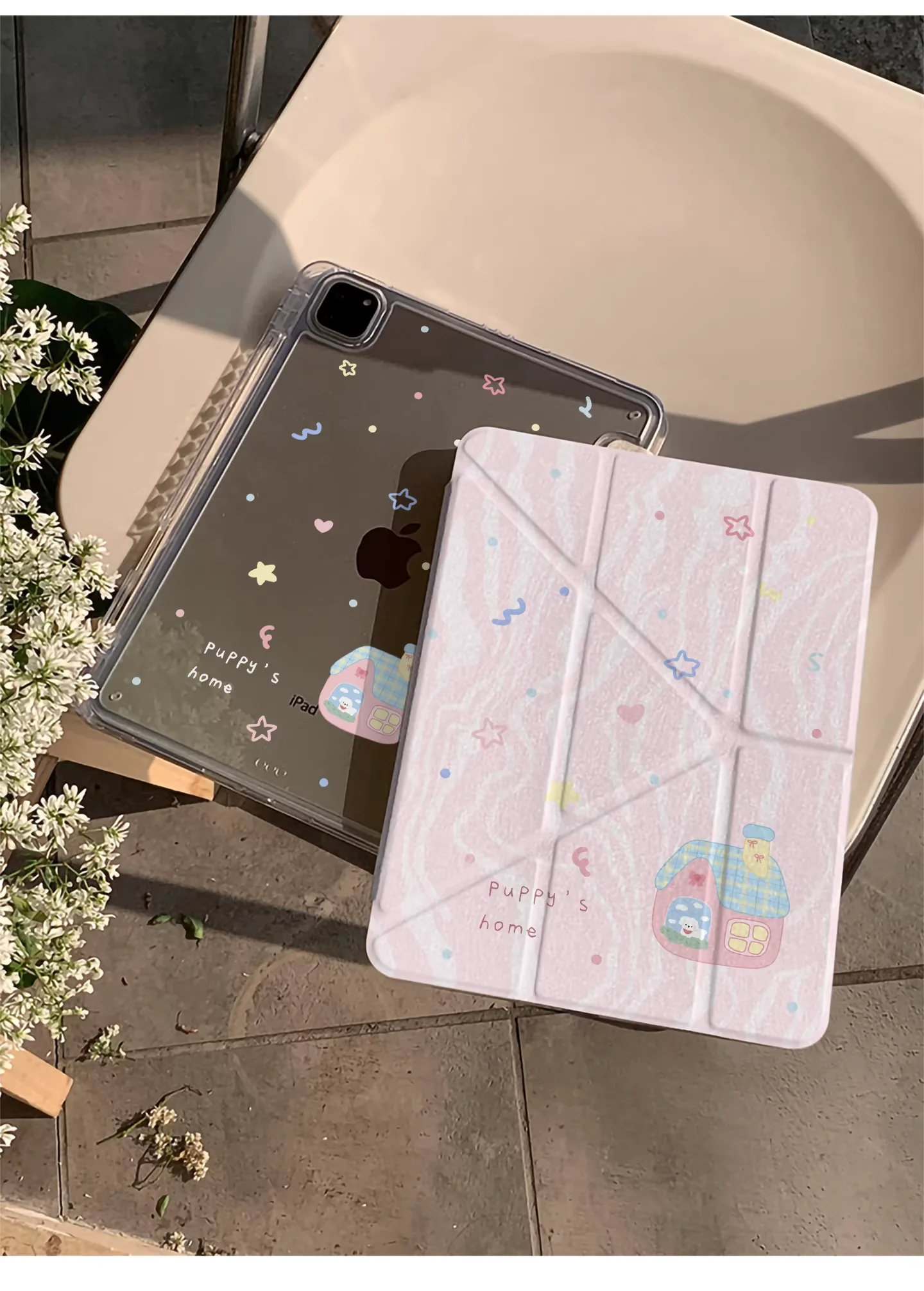 

Cartoon Pink Puppy With Pen Slot For iPhone iPad Mini 4 5 6 7 iPad 5 6 7 8 9 10 Air 1 2 3 4 5 6 7 M2 M3 A16 Pro M4 M5 Cover Ins