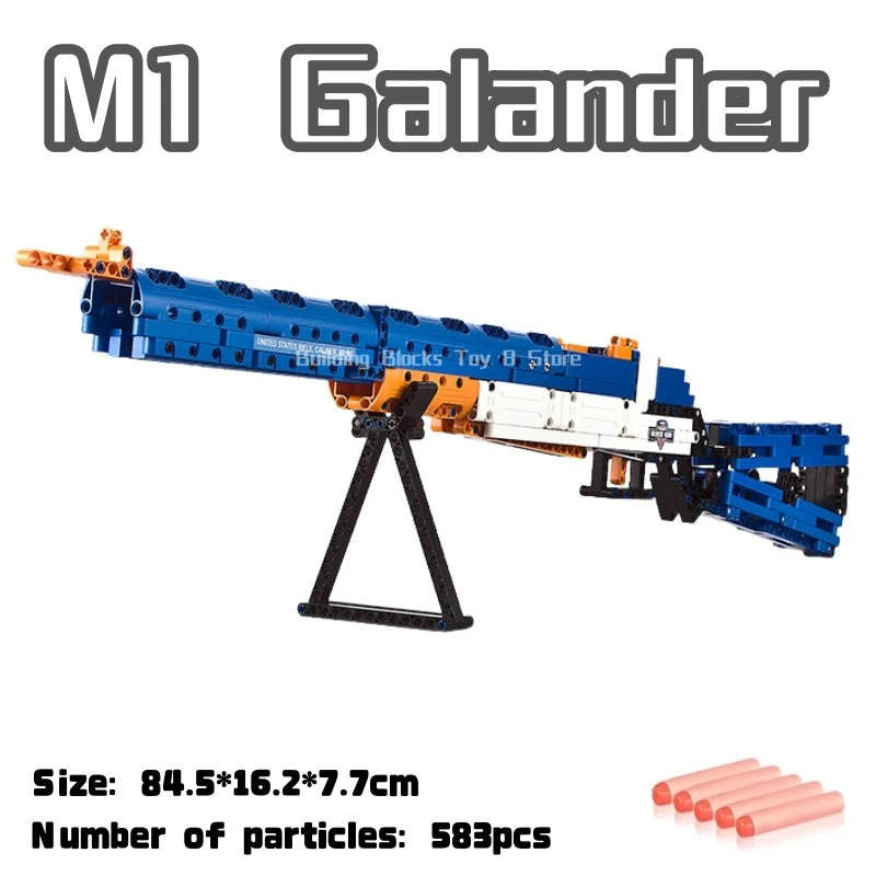 

City Technical Police Military Weapon M1 Galander Assault Rifle Building Blocks With Bullet GUN Model Brick Toys Kids Gifts Set
