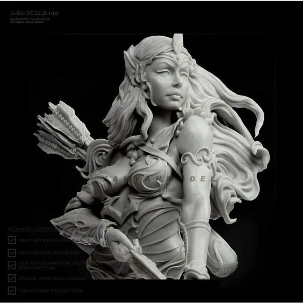 1/16 Elf Archer Bust Resin Model Woman Figurines Self-assembly DIY Coloring 3D Printed Miniatures Decoration Crafts