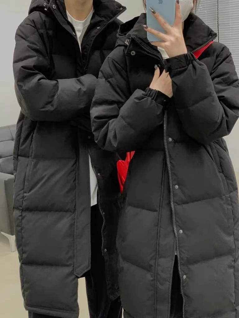 

Winter Thiened down Jaet Mid-Length Hooded ex Loose Outerwear Anti-Static Breathable Waterproof for Hiking Cam