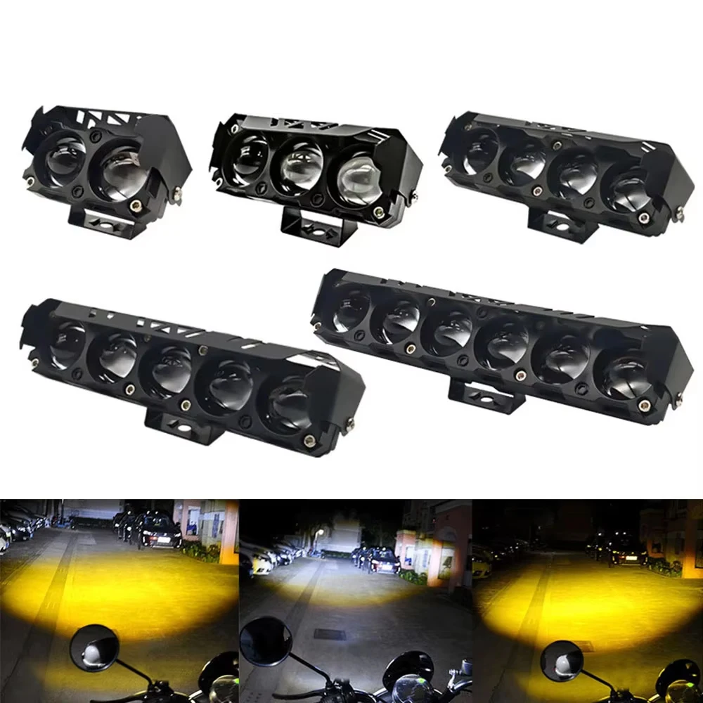 2/3/4/5/6 Lens LED Lens Spotlight Motorcycle Headlight Driving Lamp Super Bright Spotlight Motorcycle External Lamp Yellow White