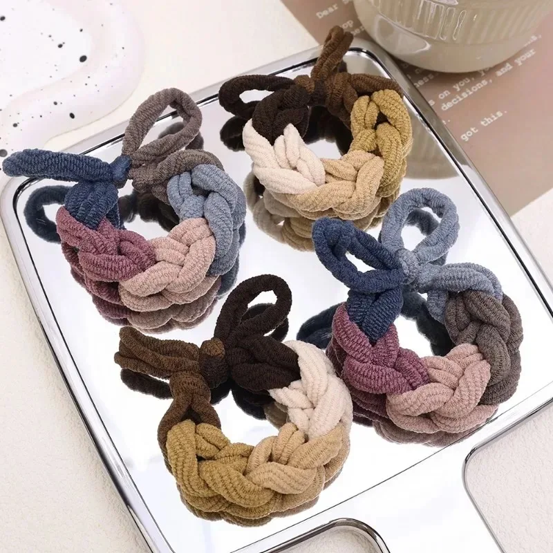 Simple Elastic Hair Ropes Hair Ties Thick Hair Scrunchie Macaron Bowknot Ponytail Holder Rubber Bands Headband Hair Accessories