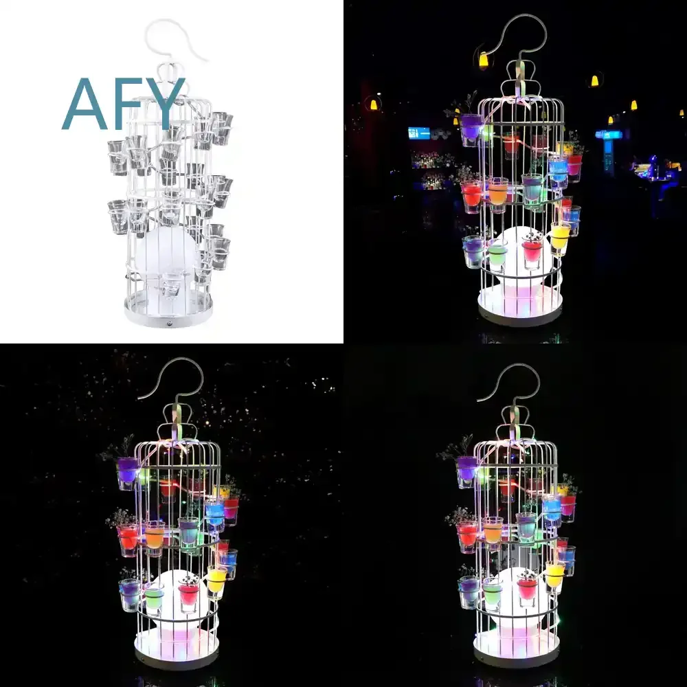LED Bar Cocktail Glass for Foreign Wine Champagne One Birdcage White Cup Luminous Shot Glass Nightclub Party Barware