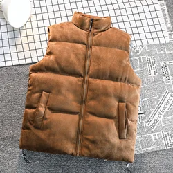 Solid Color Pockets Zipper Sleeveless Men's Clothing Cardigan High-neck Vests Jackets Autumn Winter Preppy Style Fashion Tops