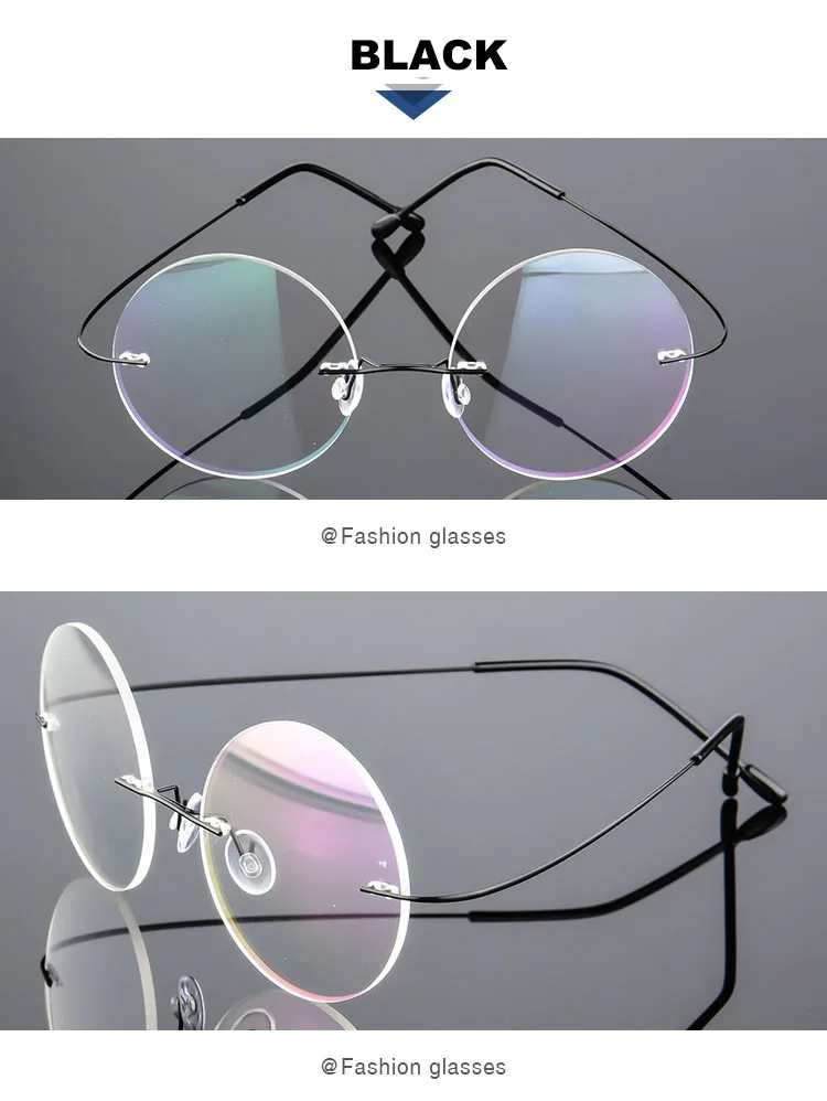 Ältere Klassische Runde Anti Blau Licht Lesebrille Männer Frauen Speicher Titan Legierung Randlose Rezept Presbyopie Leser – Detail 8