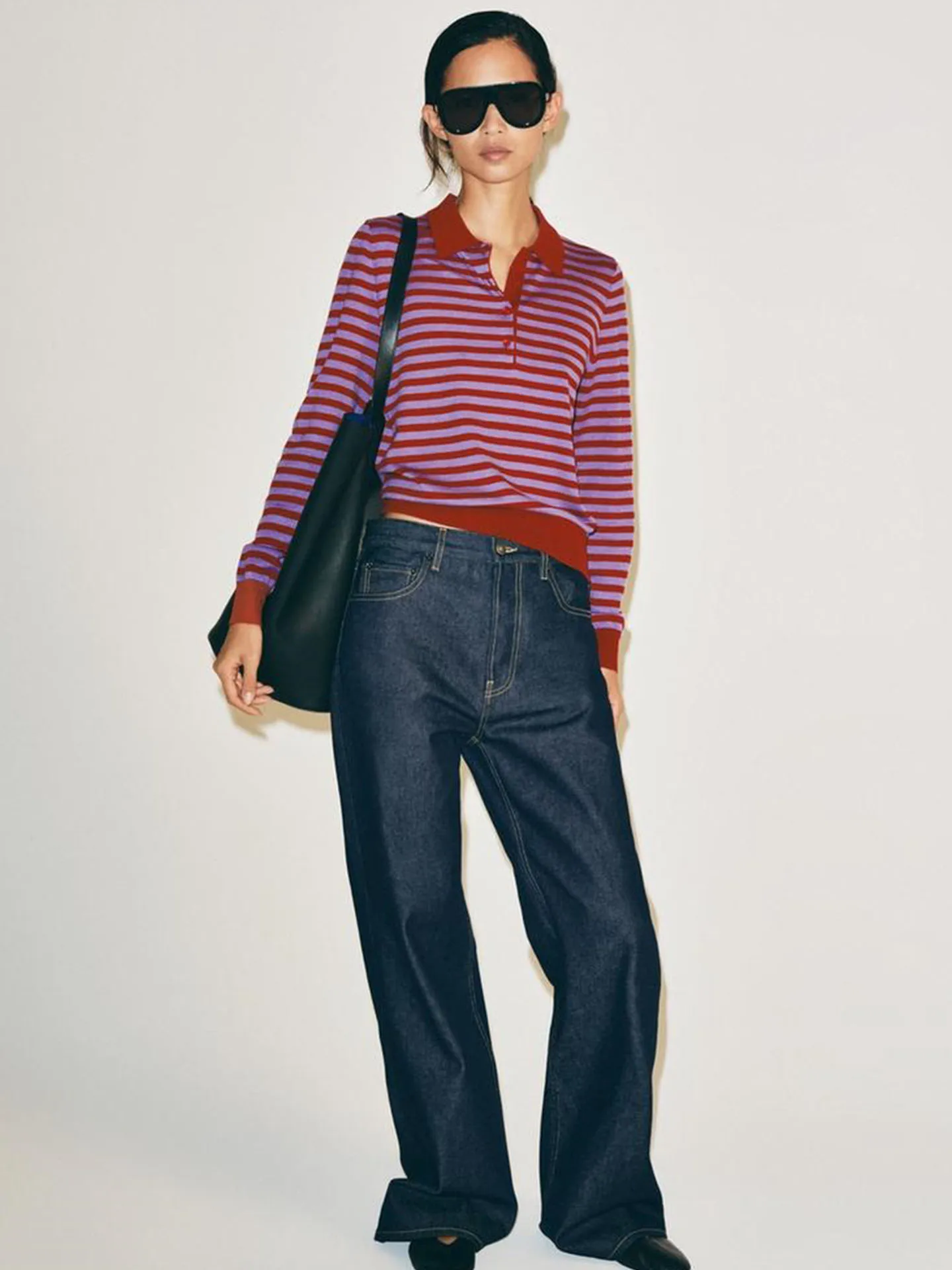 Women's Knitted Long Sleeve Striped  Shirt Color Block Street Style Autumn New Arrival Loose Fit Polyester Casual Wear