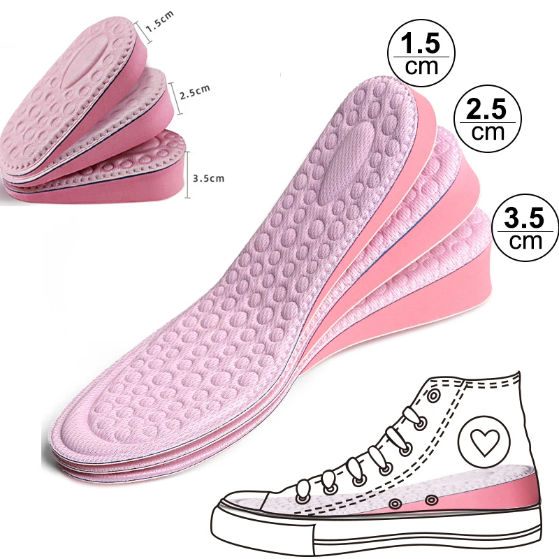 EVA Memory Foam Invisible Height Increased Insoles for Women Shoes Inner Sole Shoe Insert Lift Heel Comfort Heightening Insoles