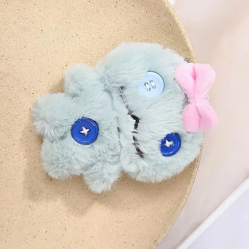 Cartoon Plush Bow Doll Toy Keychain Bag Pendant With Buttons DIY Gifts Keychain Pendant Cute Sweet Plush Dolls Hanging Ornaments