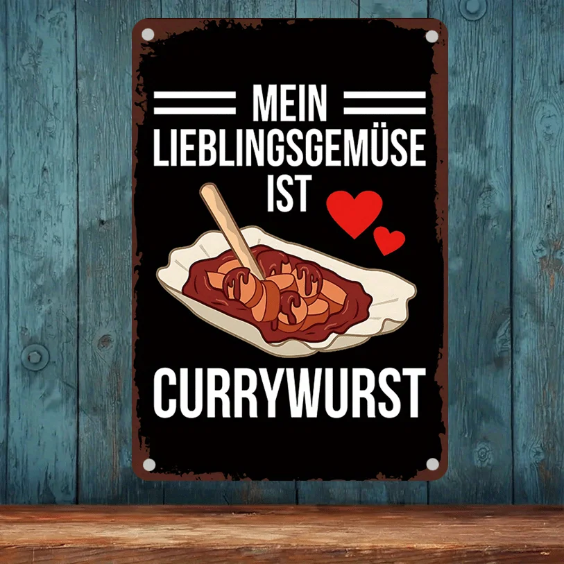 

2D Flat, 1pc German Currywurst Metal Tin Sign Wall Art - 20.07x30.23 cm Unframed Vibrant Kitchen Decor with Bold Typography