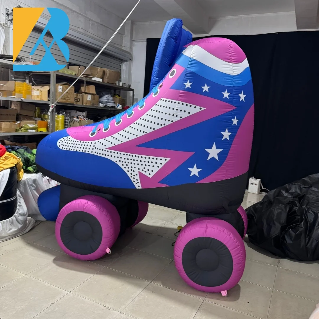 Op maat gemaakt 3 meter hoogte groot opblaasbaar rolschaatsontwerp voor sportevenement decoratiespeelgoed